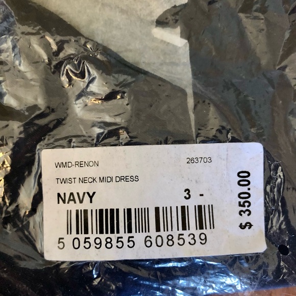 NWT- Ted Baker London - RENON Twist Neck Navy Midi dress. Size 3 (US 8) - Picture 5 of 6